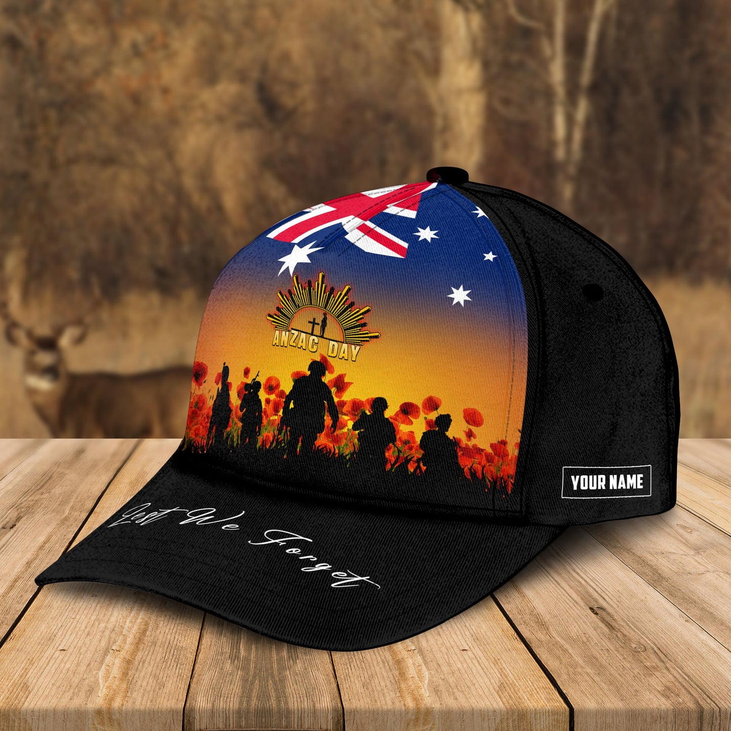 Custom Name Australian Defence Force Lest We Forget Remembrance Cap