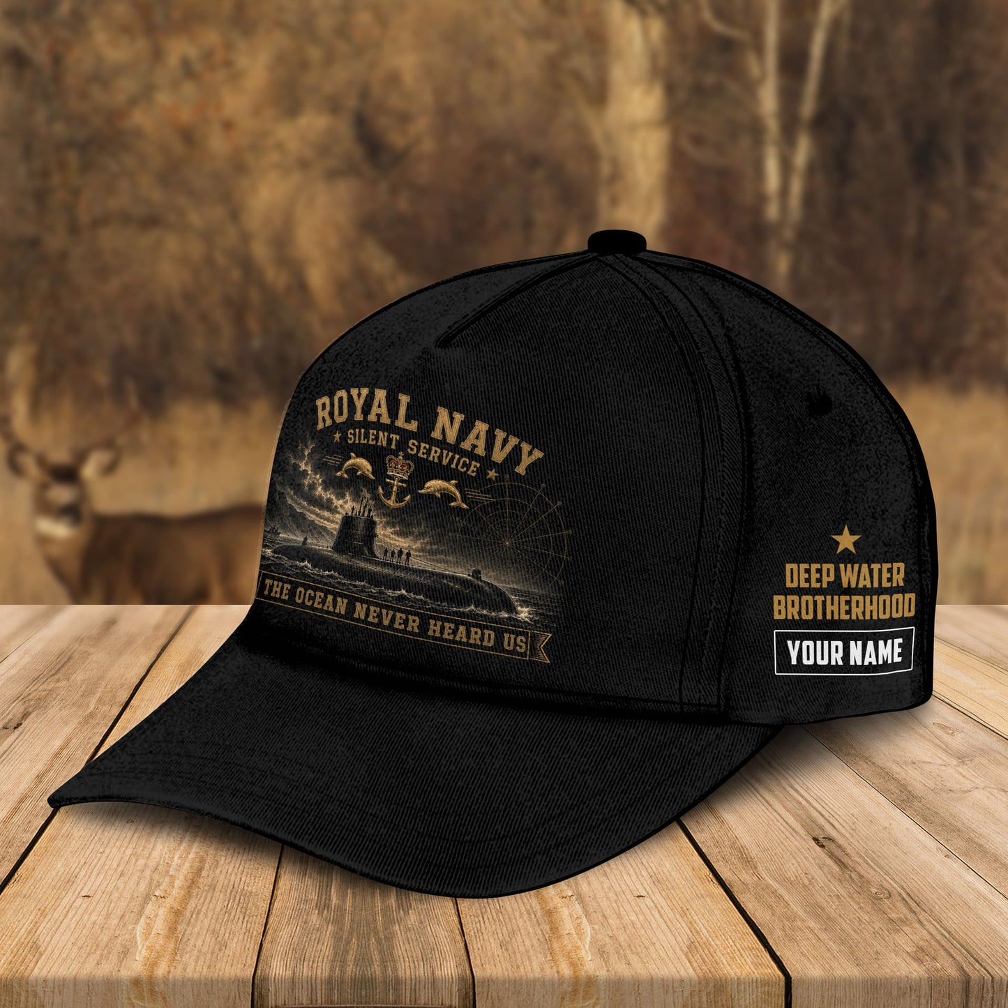 Custom Name Royal Navy Submarine - The Ocean Never Heard Us Edition Cap