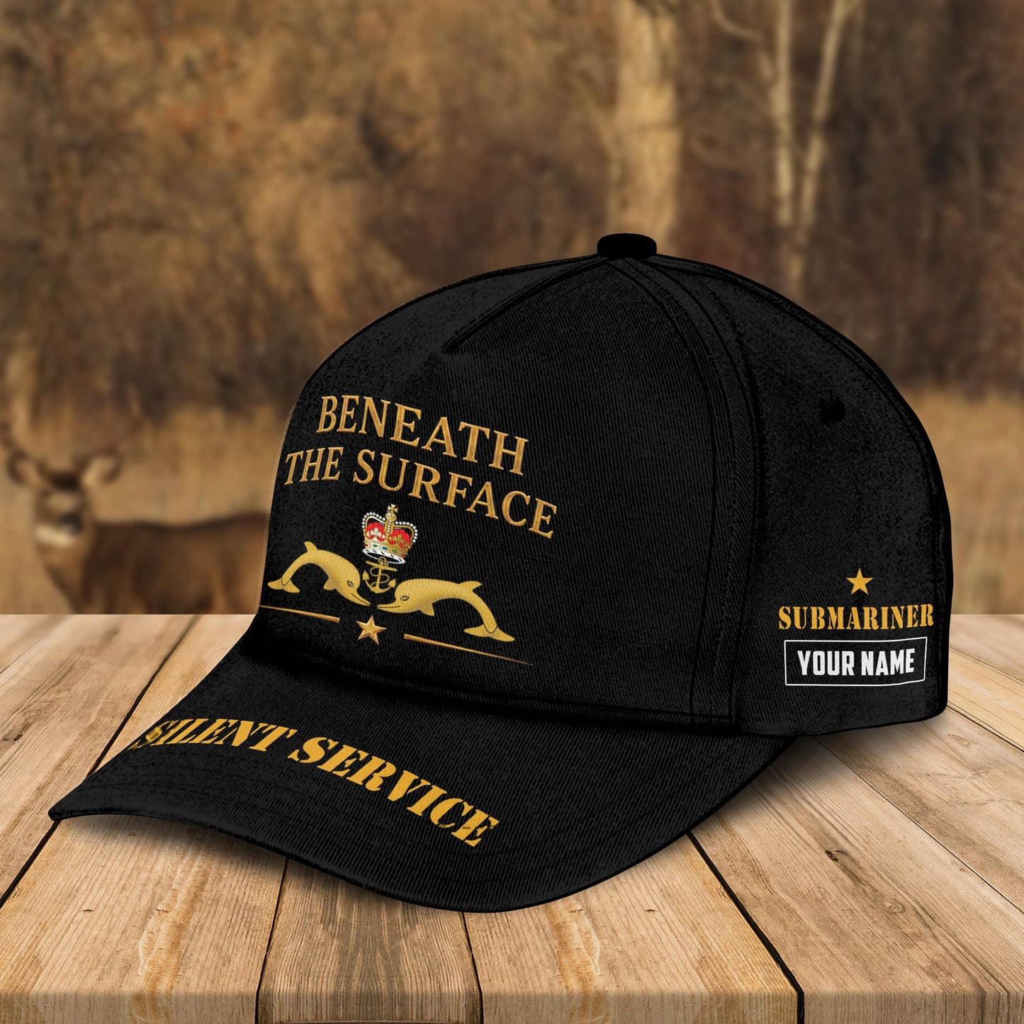 Custom Name Royal Navy Submarine - Silent Service Military Veteran Cap