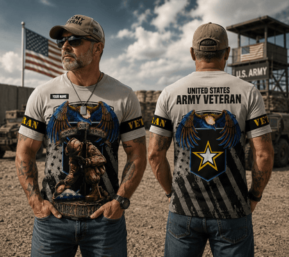 Custom Name US Army Honoring Our Heroes Veteran 3D T-Shirt