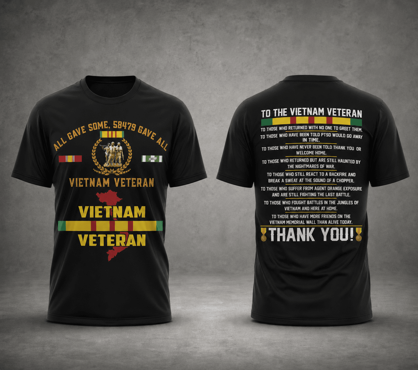 Custom Name US Military Vietnam Veteran Proud Vet of Vietnam War 3D T-Shirt