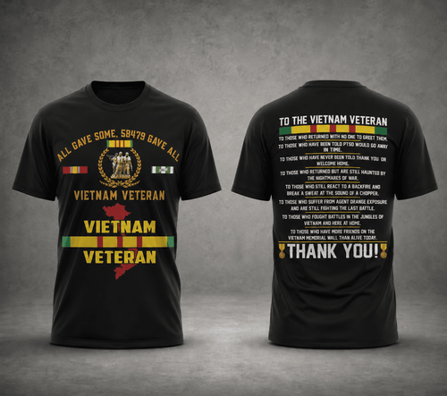Custom Name US Military Vietnam Veteran Proud Vet of Vietnam War 3D T-Shirt