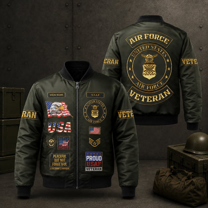 Custom Name US Air Force Veteran Bomber Jacket