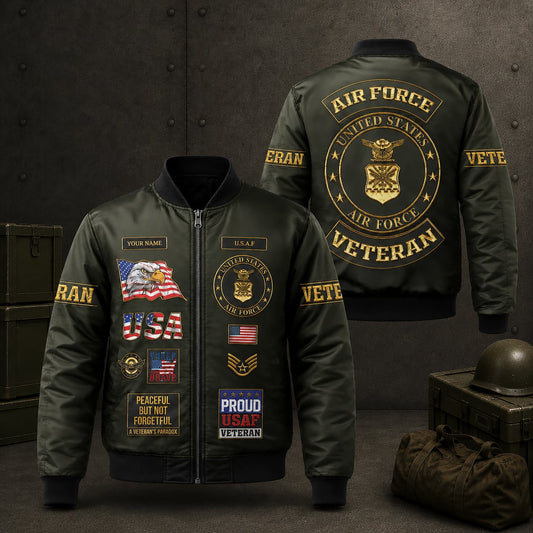 Custom Name US Air Force Veteran Bomber Jacket