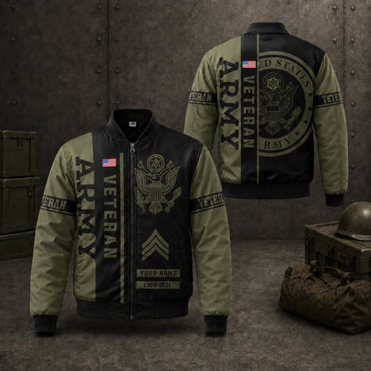 Custom Name, Year & Rank US Army Veteran Bomber Jacket / Combo