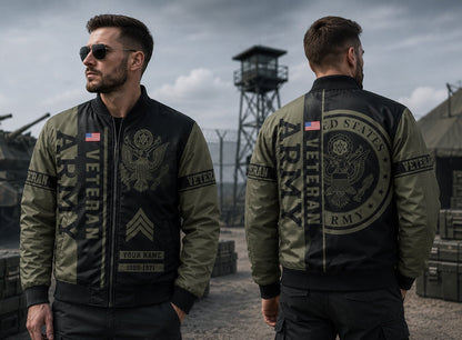 Custom Name, Year & Rank US Army Veteran Bomber Jacket