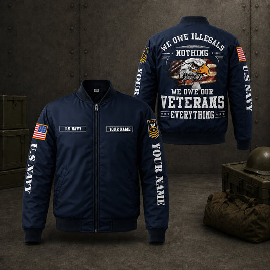 Custom Name & Rank US Navy Veteran Bomber Jacket
