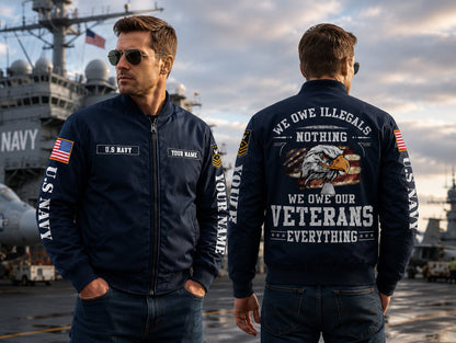 Custom Name & Rank US Navy Veteran Bomber Jacket