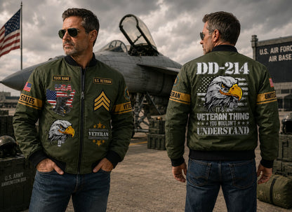 Custom Name & Rank US Military DD 214 Veteran Bomber Jacket