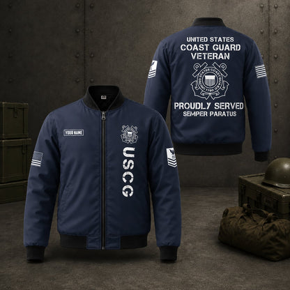 Custom Name  & Rank US Coast Guard (USCG) Veteran Proudly Served / Combo