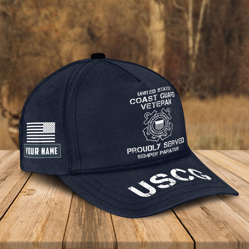 Custom Name Cap US Coast Guard (USCG) Veteran Proudly Served