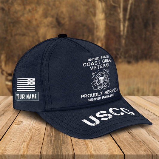 Custom Name Cap US Coast Guard (USCG) Veteran Proudly Served