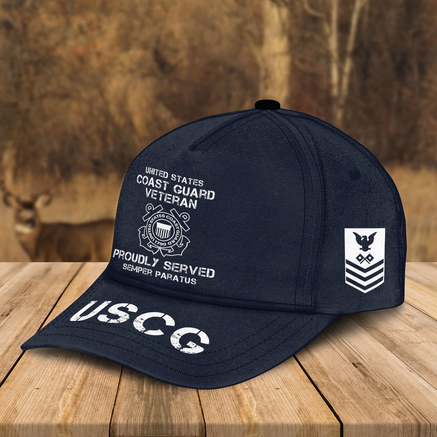 Custom Name Cap US Coast Guard (USCG) Veteran Proudly Served