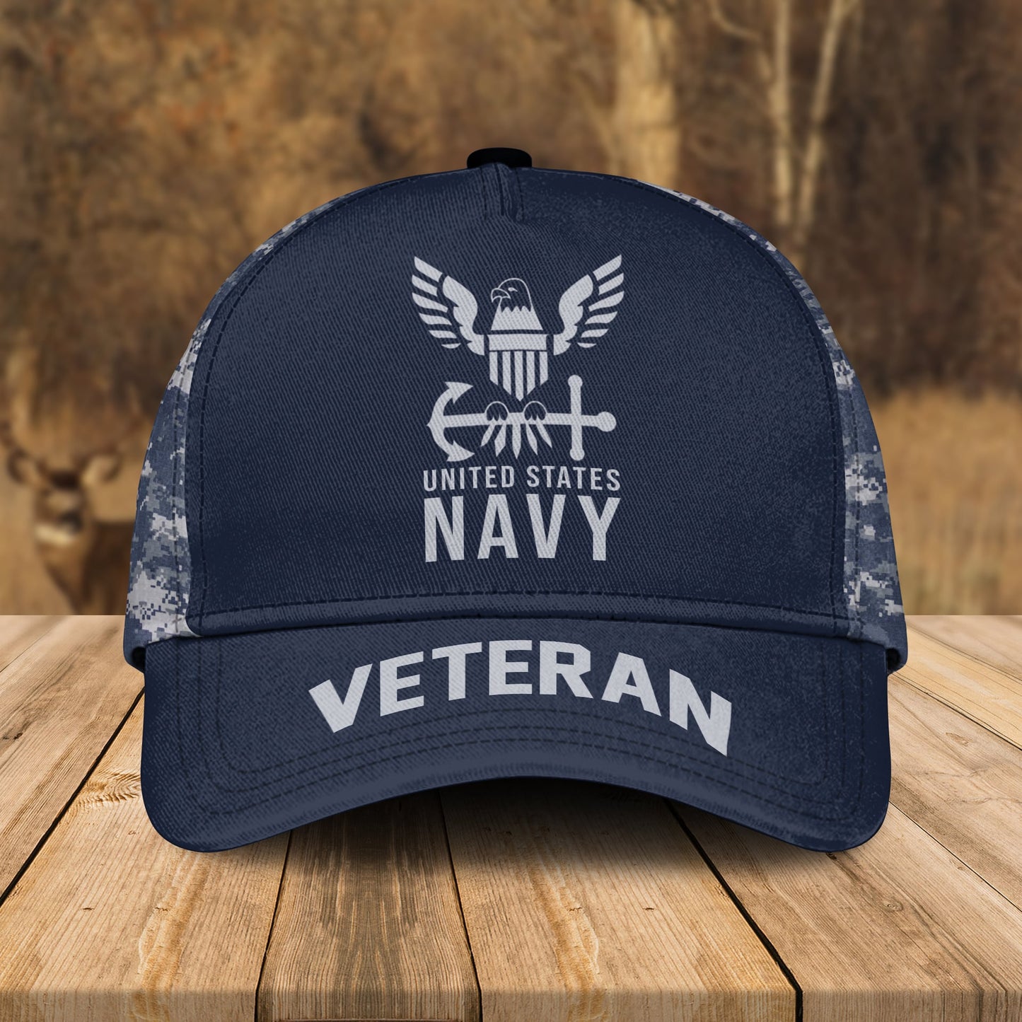 Custom Name & Rank US Navy Flag Military Camo Veteran Bomber Jacket / Combo