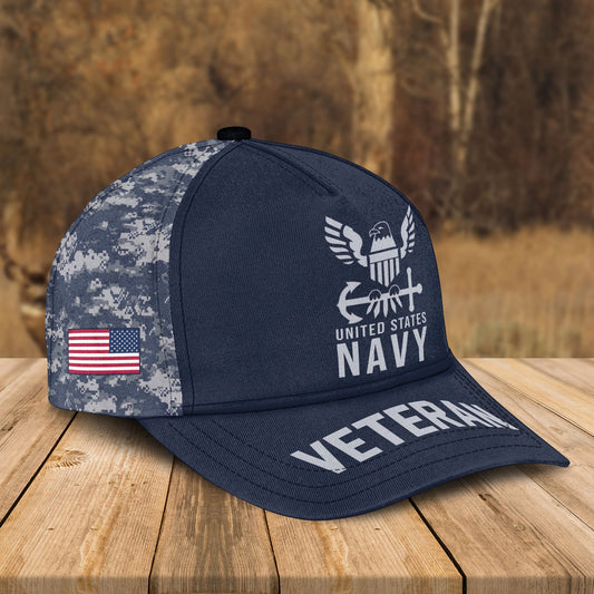 Custom Name Cap US Flag Camo Veteran