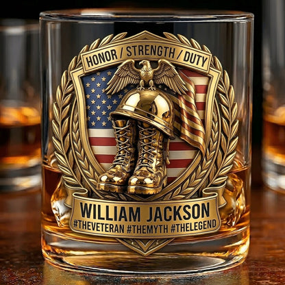 Personalized Military Veteran William Jackson Tribute Whiskey Glass