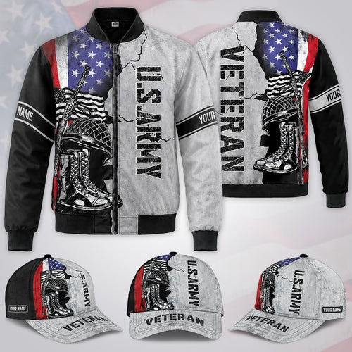Custom Name Veteran & US Army Black / Combo
