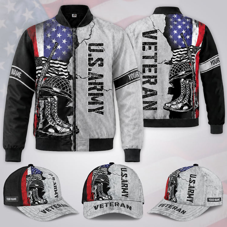 Custom Name Veteran & US Army Black / Combo