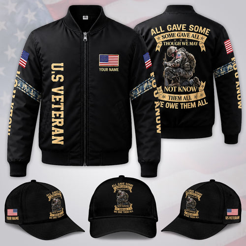 Custom Name & AOP Veteran Bomber Jacket / Combo