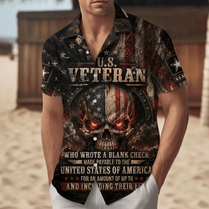 Veteran Hawaiian Shirt, American Flag Patriotic Beach Shirt
