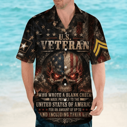 Veteran Hawaiian Shirt, American Flag Patriotic Beach Shirt