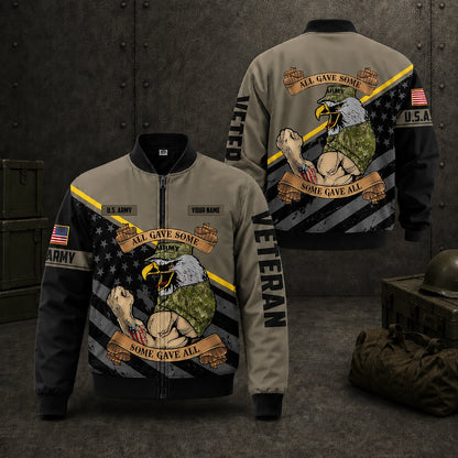 Custom Name All Gave Some US Army Veteran Military Bomber Jacket / Combo