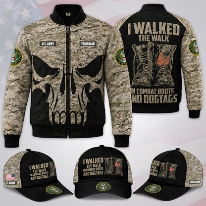 Custom Name US Army Veteran Military Bomber Jacket / Combo