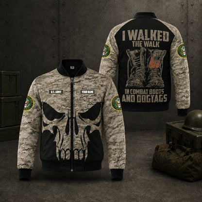 Custom Name US Army Veteran Military Bomber Jacket / Combo