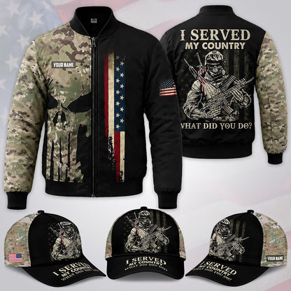 Custom Name US Army Soldiers Veteran Military Bomber Jacket / Combo