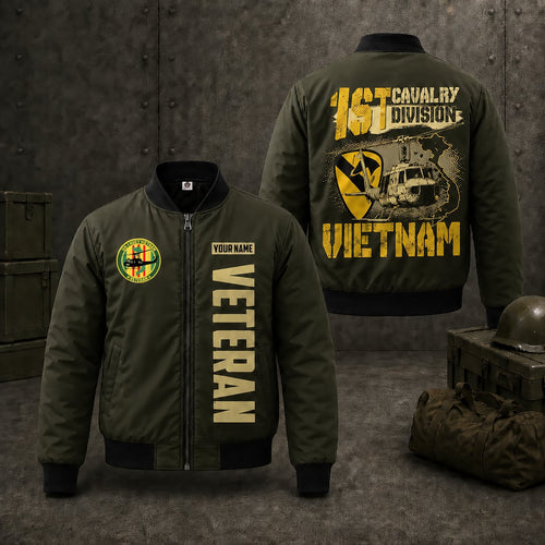 Custom Name US Army 1st Cavalry Division Vietnam Veteran Bomber Jacket / Combo