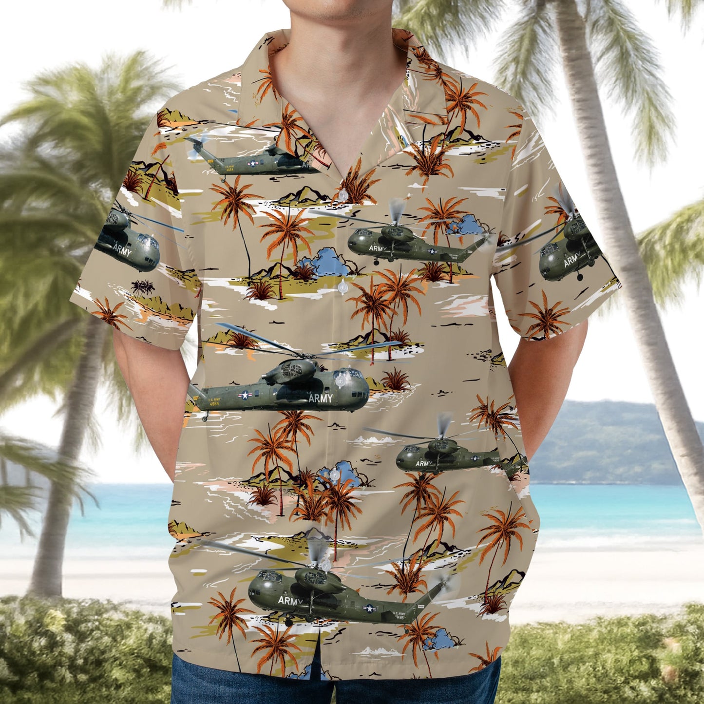 US Army Sikorsky CH-37 Mojave Helicopter Hawaiian Shirt