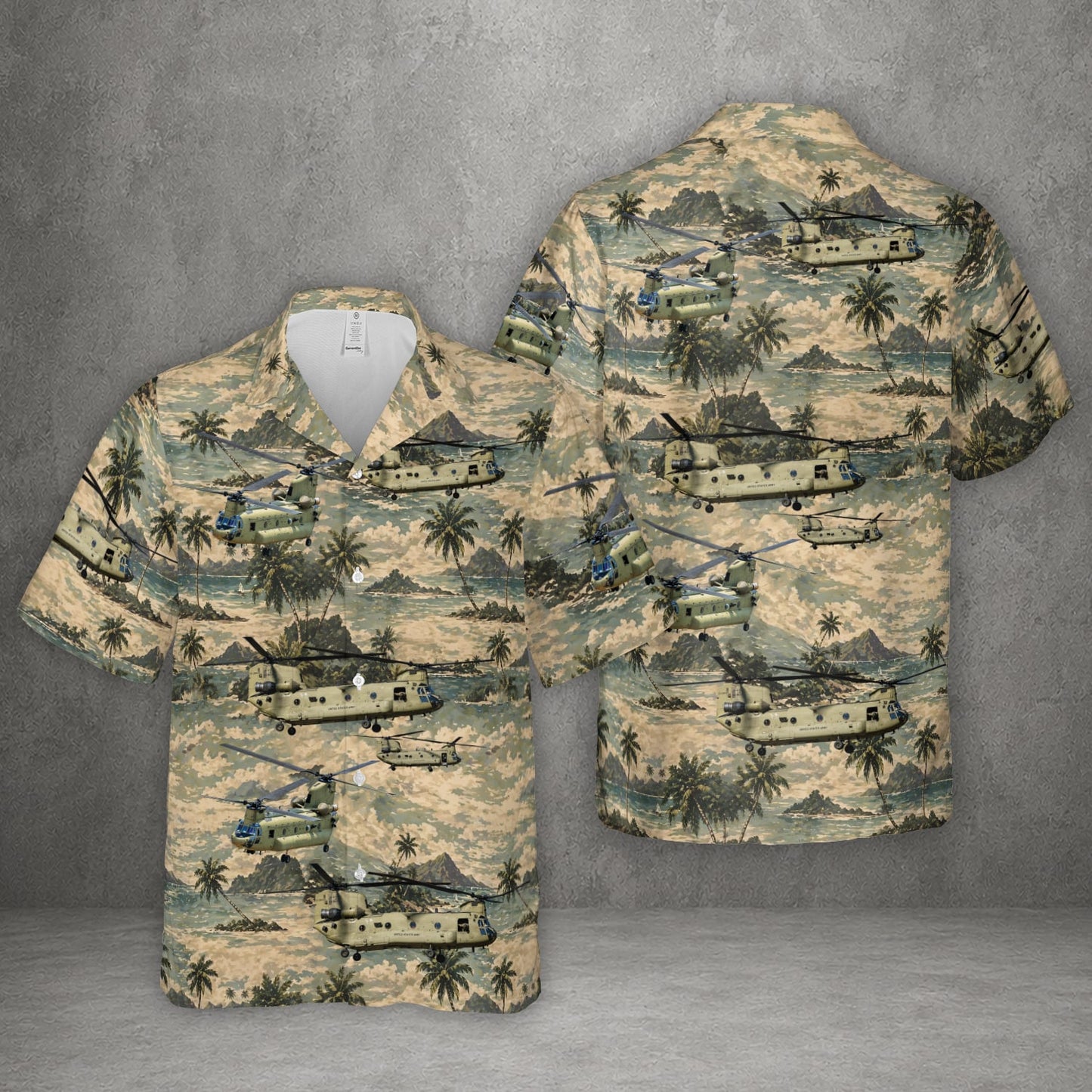 US Army Boeing CH-47 Chinook Helicopter Hawaiian Shirt