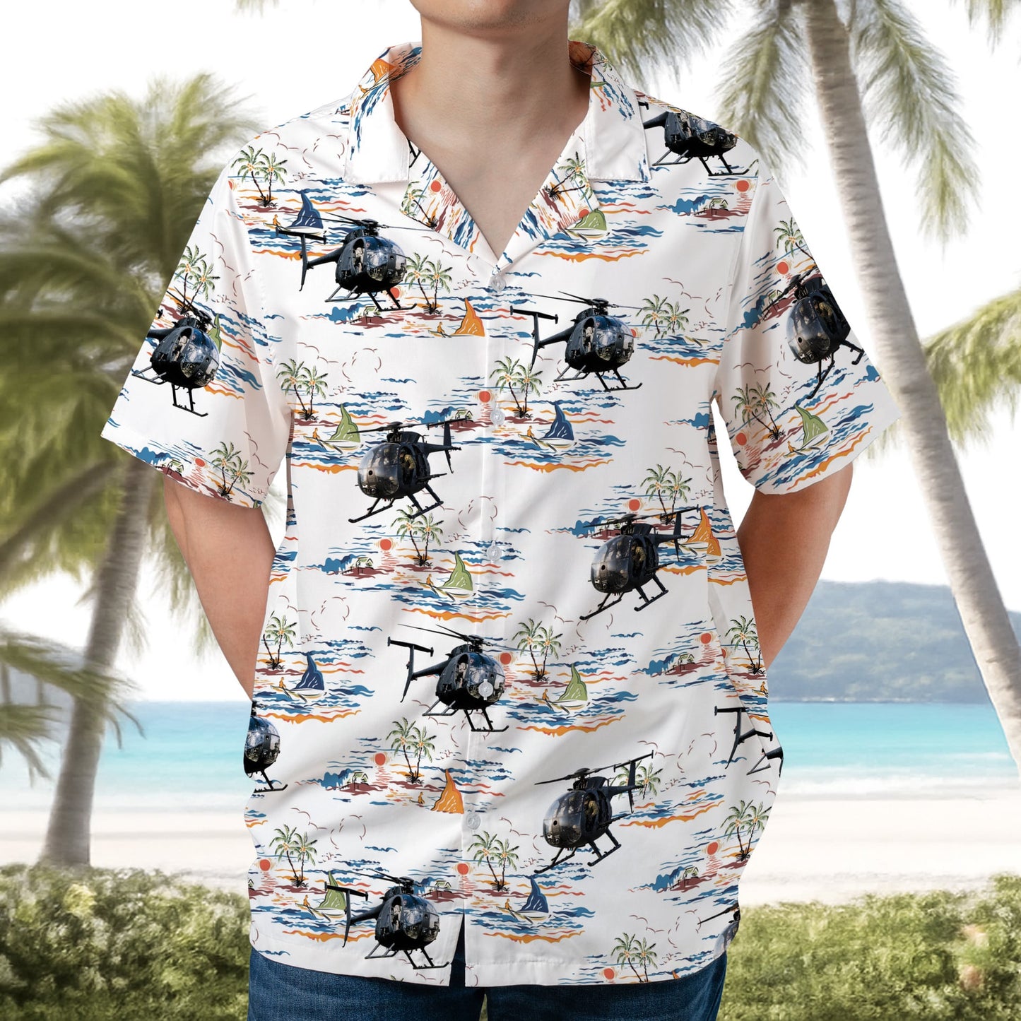 US Army MH-6M Little Bird Helicopter Hawaiian Shirt