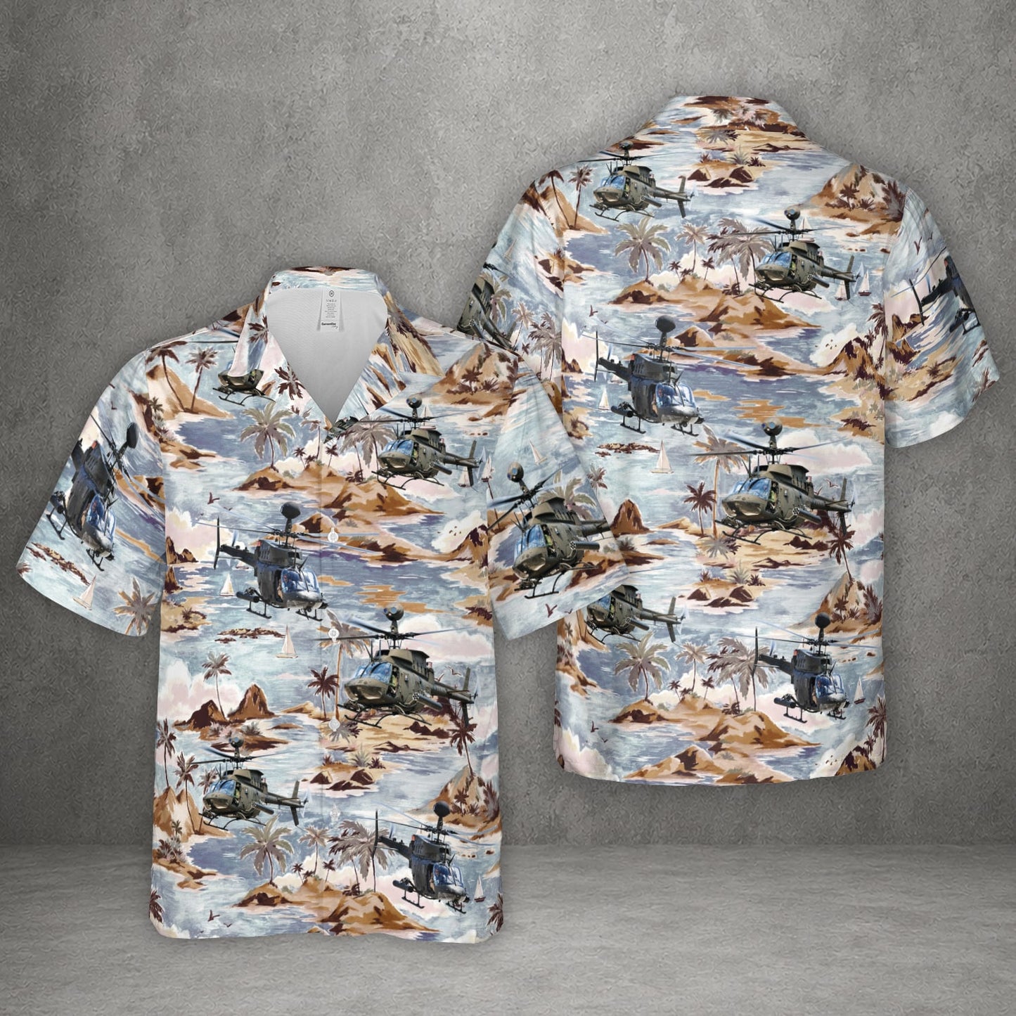 US Army OH-58 Kiowa Helicopter Hawaiian Shirt