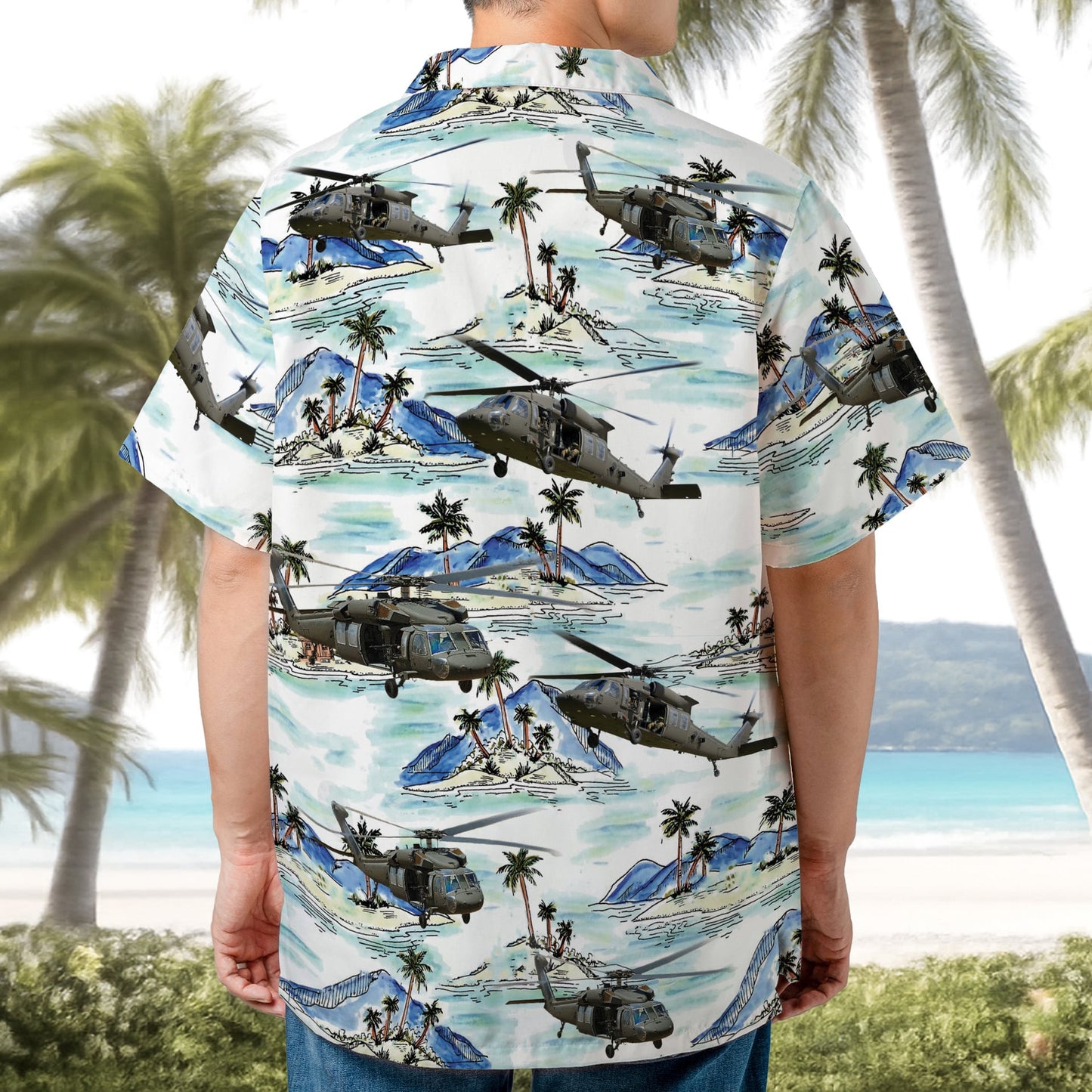 US Army UH-60 Black Hawk Helicopter Hawaiian Shirt