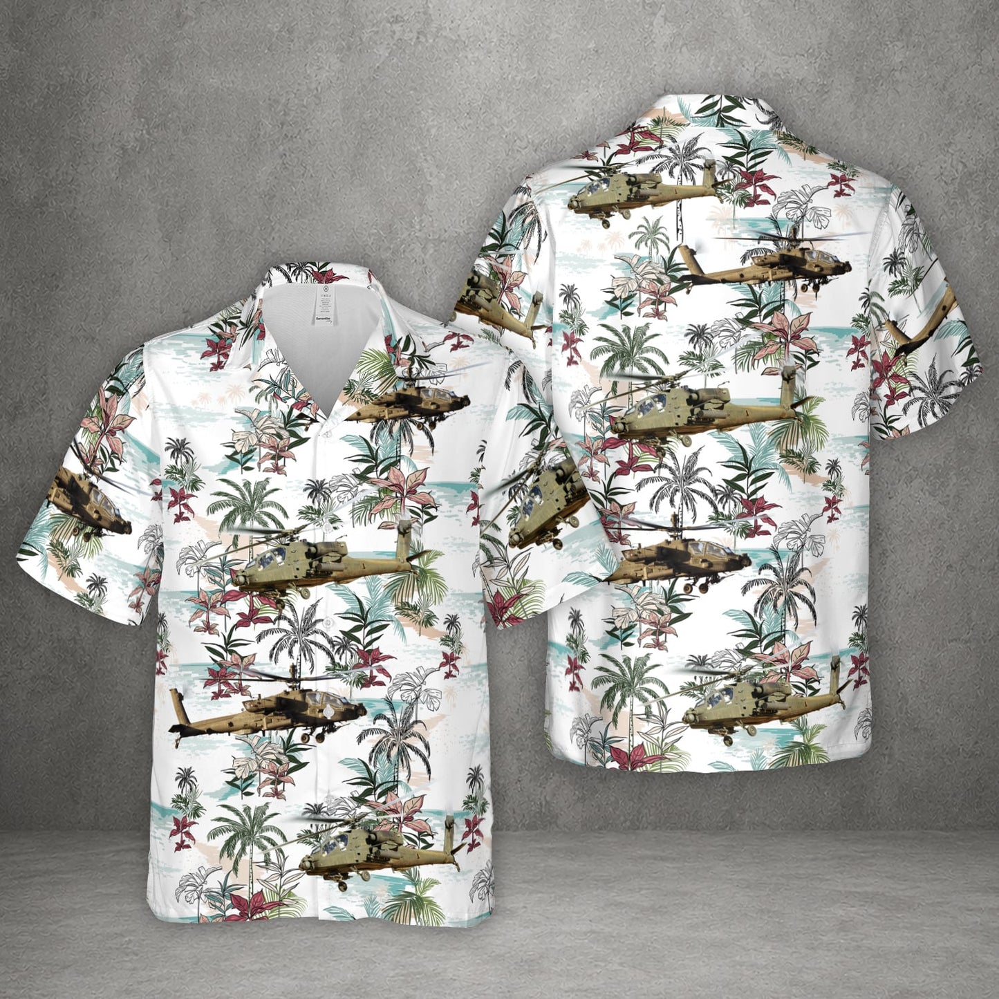 US Army AH-64 Apache Helicopter Hawaiian Shirt