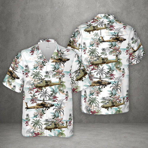 US Army AH-64 Apache Helicopter Hawaiian Shirt