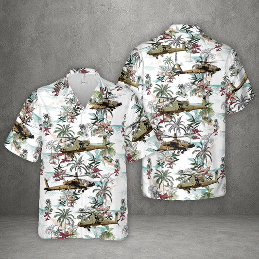 US Army AH-64 Apache Helicopter Hawaiian Shirt