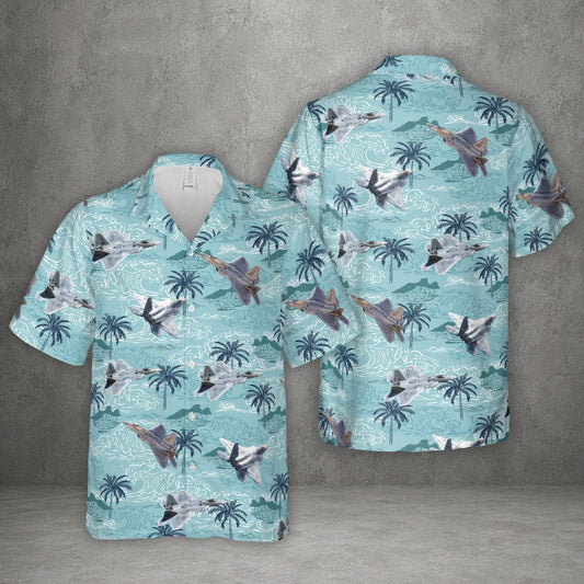 US Air Force F-22 Raptor Aircraft Hawaiian Shirt
