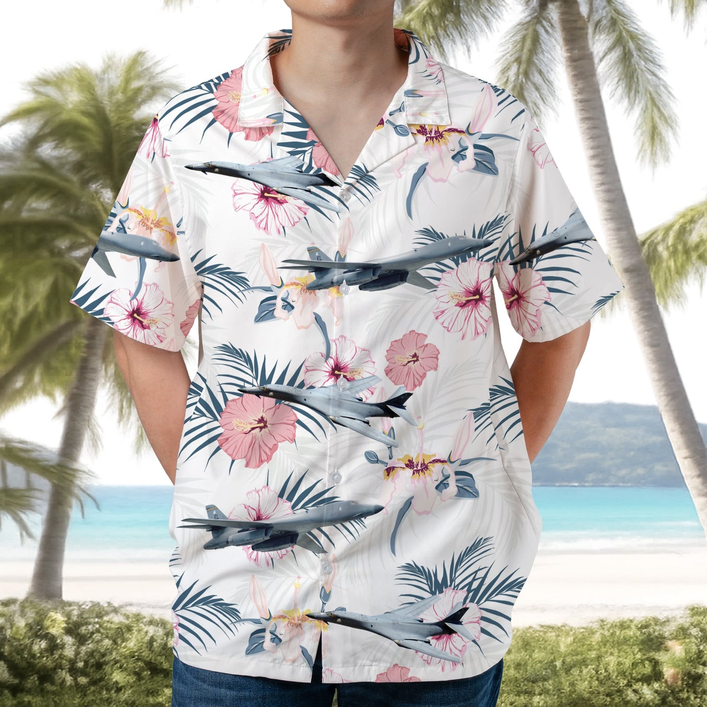 US Air Force B-1B Lancer Aircraft Hawaiian Shirt