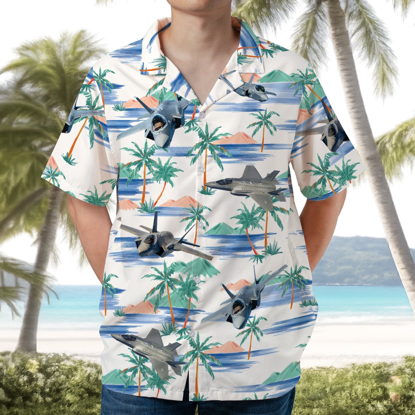 US Air Force F-35 Lightning II Aircraft Hawaiian Shirt