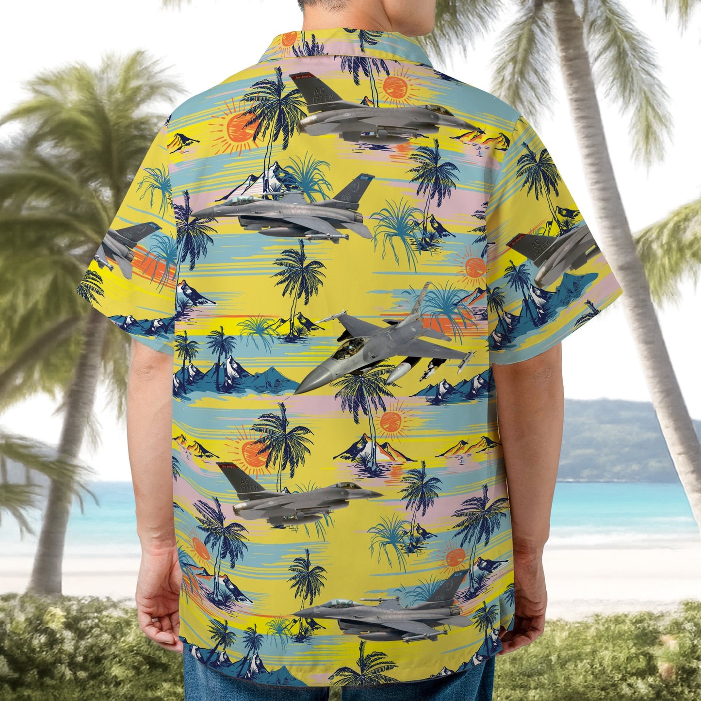 US Air Force F-16 Fighting Falcon Aircraft Hawaiian Shirt