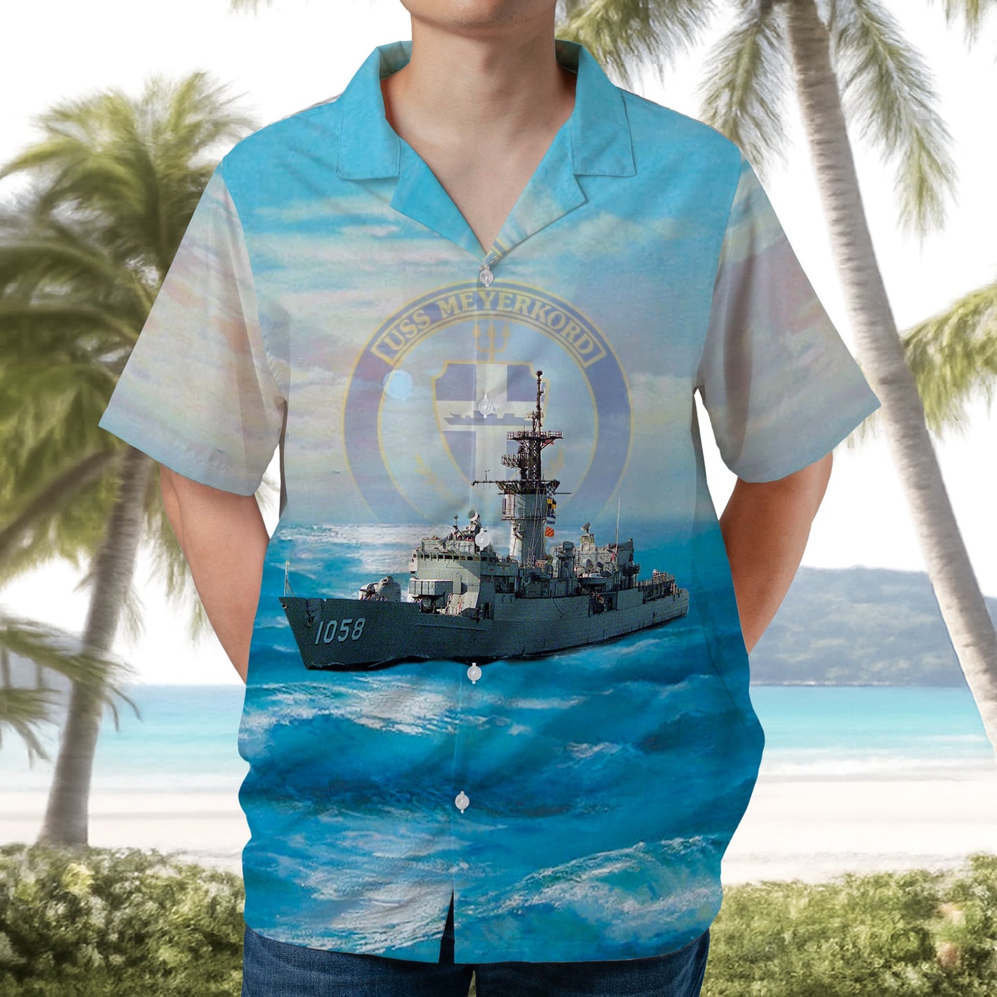 US Navy USS Meyerkord (FF-1058) Hawaiian Shirt
