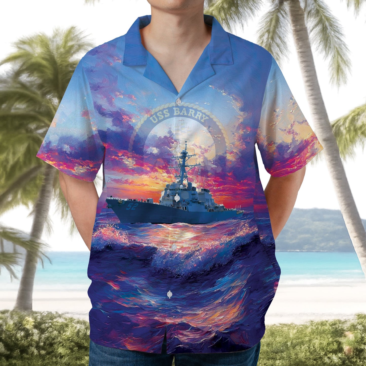 US Navy USS Barry (DDG-52) Hawaiian Shirt