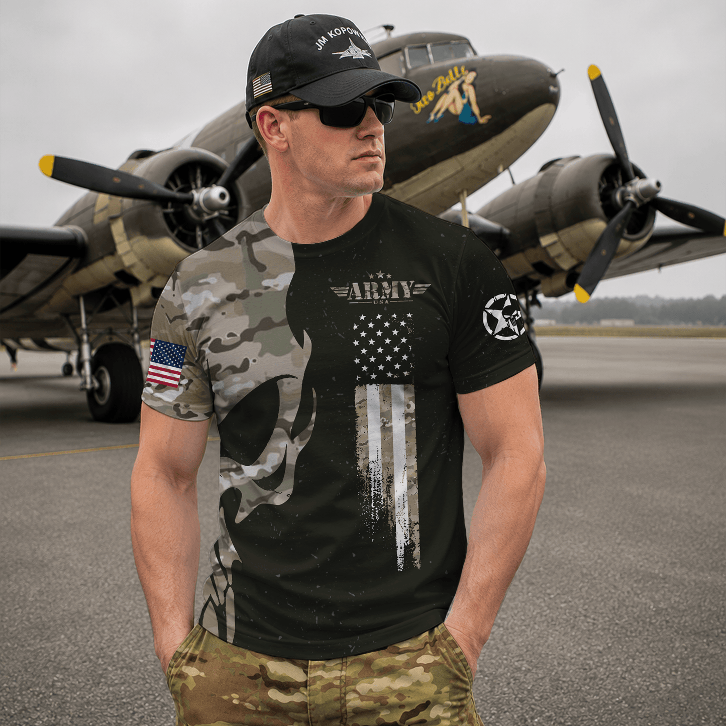 Veteran War U.S Army Proud American Flag Vet 3D T-shirt