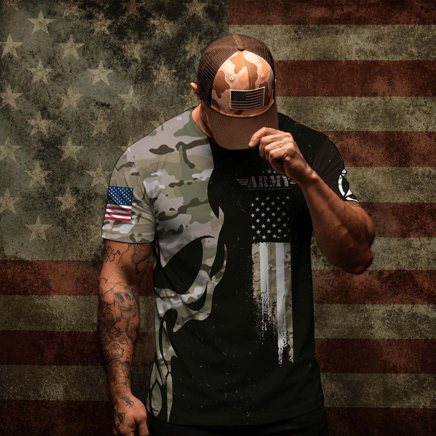 Veteran War U.S Army Proud American Flag Vet 3D T-shirt