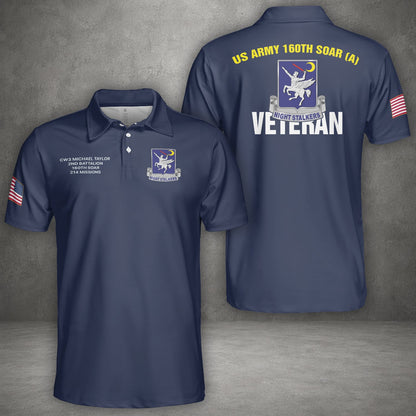 Custom Name, Rank & Unit US Army 160th SOAR Special Operations Aviation Regiment Night Stalkers Polo Shirt