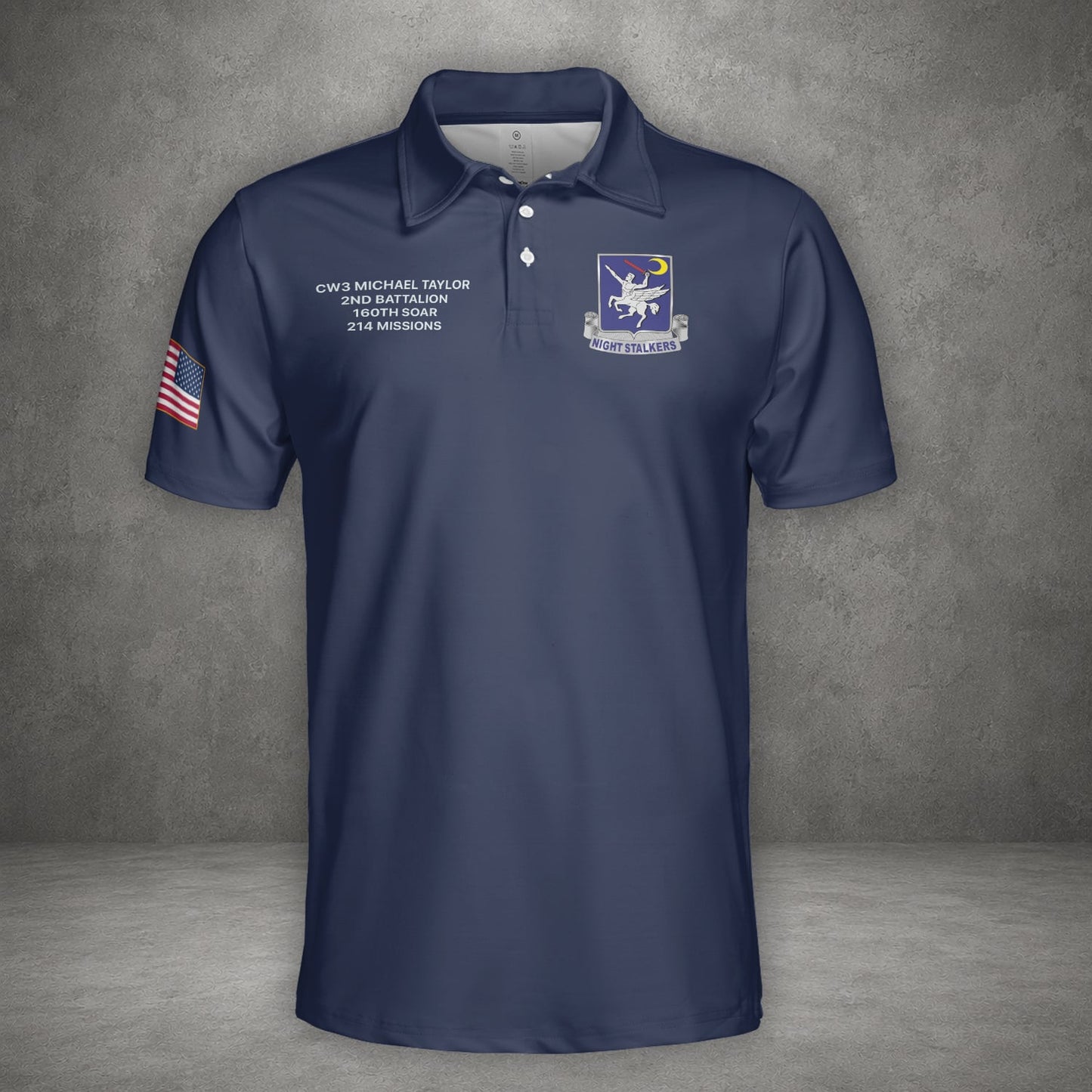 Custom Name, Rank & Unit US Army 160th SOAR Special Operations Aviation Regiment Night Stalkers Polo Shirt