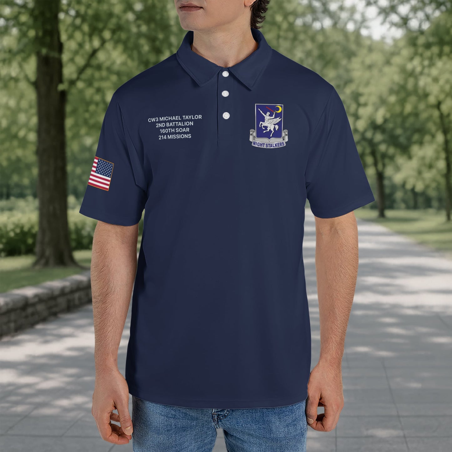 Custom Name, Rank & Unit US Army 160th SOAR Special Operations Aviation Regiment Night Stalkers Polo Shirt