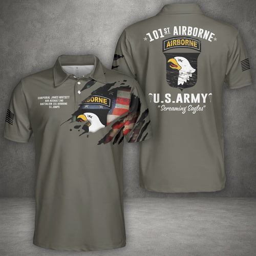 Custom Name, Rank & Unit US Army 101st Airborne Division  Polo Shirt